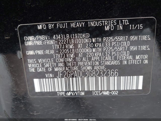 Продаж на аукціоні авто 2016 Subaru Crosstrek 2.0i Premium, vin: JF2GPADC3G8232366, номер лоту: 45188692