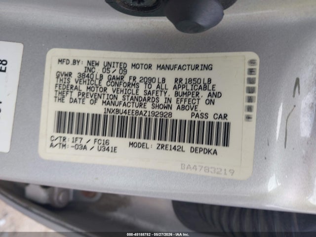 Продаж на аукціоні авто 2010 Toyota Corolla Le, vin: 1NXBU4EE8AZ192928, номер лоту: 45188782