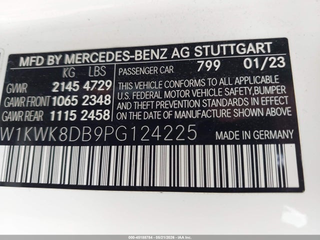 W1KWK8DB9PG124225 Mercedes-Benz C 300 Cabriolet