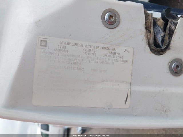 Продажа на аукционе авто 1996 Chevrolet Gmt-400 K1500, vin: 2GCEK19R4T1128452, номер лота: 45188792
