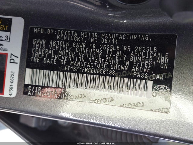 4T1BF1FK5EU856198 Toyota CAMRY SE