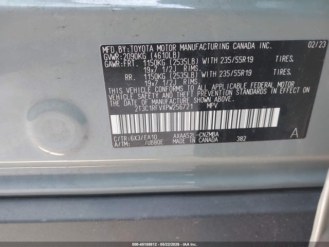 45188812 :رقم المزاد ، 2T3C1RFVXPW256721 vin ، 2023 Toyota Rav4 Xle Premium مزاد بيع