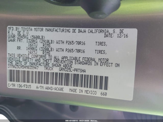 3TMAZ5CN5HM035947 Toyota Tacoma Trd Off Road