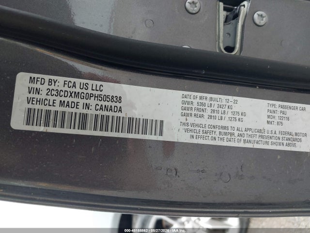 Продажа на аукционе авто 2023 Dodge Charger Gt Awd, vin: 2C3CDXMG0PH505838, номер лота: 45188862
