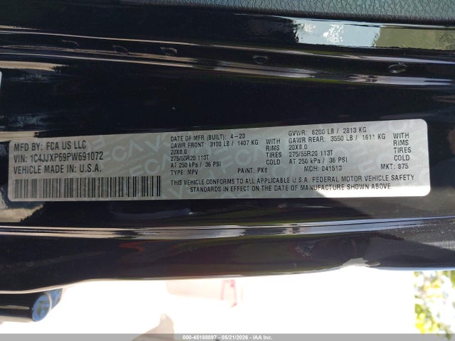 45188897 :رقم المزاد ، 1C4JJXP69PW691072 vin ، 2023 Jeep Wrangler 4xe Sahara 4x4 مزاد بيع