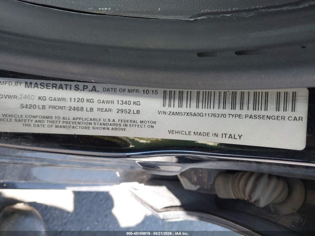 Maserati Ghibli 2016 ZAM57XSA0G1176370 Image 9