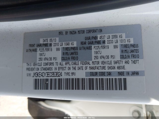 Aukcja sprzedaży 2014 Mazda Cx-5 Grand Touring, vin: JM3KE4DY3E0353624, numer aukcji: 45188938