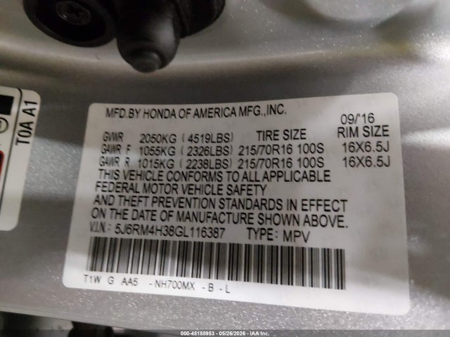 5J6RM4H38GL116387 Honda CR-V LX