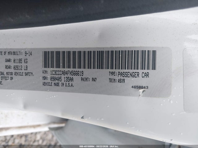 Продаж на аукціоні авто 2015 Chrysler 200 Limited, vin: 1C3CCCAB4FN566619, номер лоту: 45188994