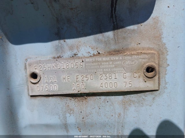Продажа на аукционе авто 1968 Ford F-250, vin: F25HKD18059, номер лота: 45188997