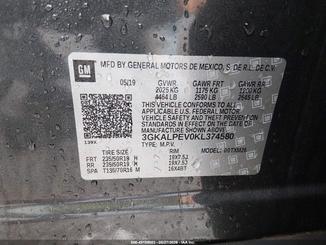 45189003 :رقم المزاد ، 3GKALPEV0KL374580 vin ، 2019 Gmc Terrain Slt مزاد بيع