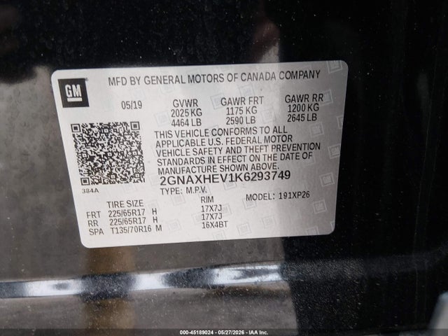Chevrolet EQUINOX LS 2019 2GNAXHEV1K6293749 Image 9