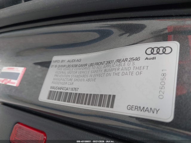 Продаж на аукціоні авто 2018 Audi S4 3.0t Premium Plus, vin: WAUC4AF47JA116757, номер лоту: 45189051