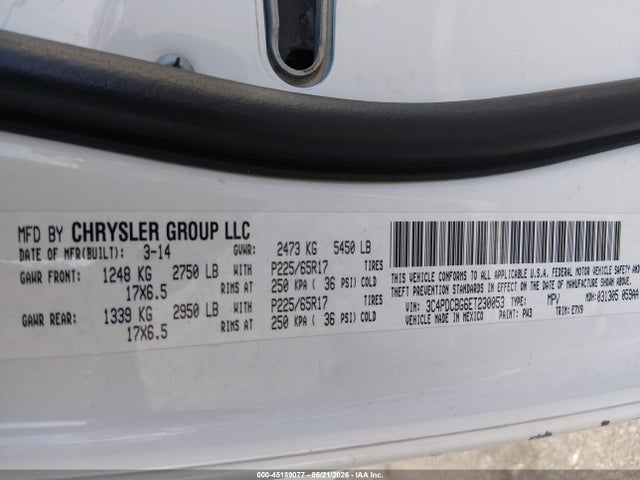 Продаж на аукціоні авто 2014 Dodge Journey Sxt, vin: 3C4PDCBG6ET230053, номер лоту: 45189077