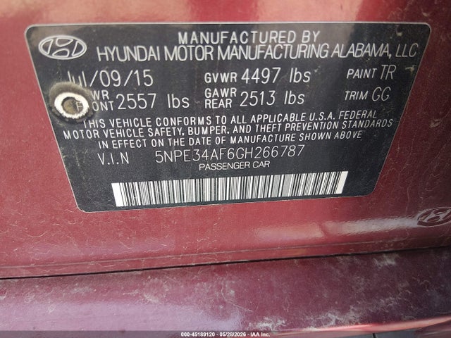 5NPE34AF6GH266787 Hyundai Sonata Sport