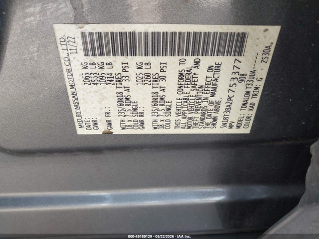 45189129 :رقم المزاد ، 5N1BT3BA2PC753377 vin ، 2023 Nissan Rogue Sv Fwd مزاد بيع