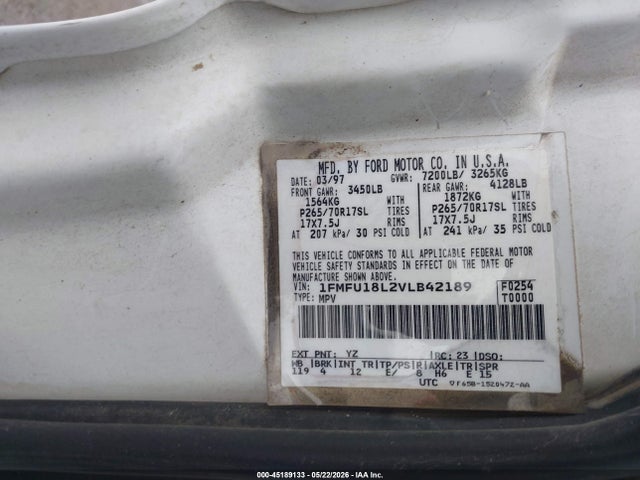 Aukcja sprzedaży 1997 Ford Expedition Eddie Bauer/xlt, vin: 1FMFU18L2VLB42189, numer aukcji: 45189133