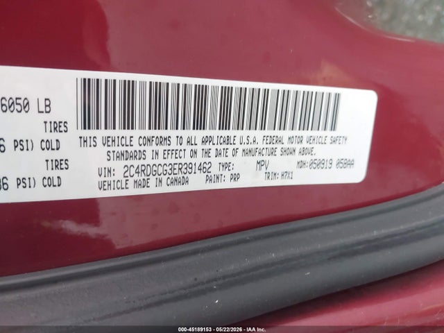 Продажа на аукционе авто 2014 Dodge Grand Caravan Sxt, vin: 2C4RDGCG3ER391462, номер лота: 45189153
