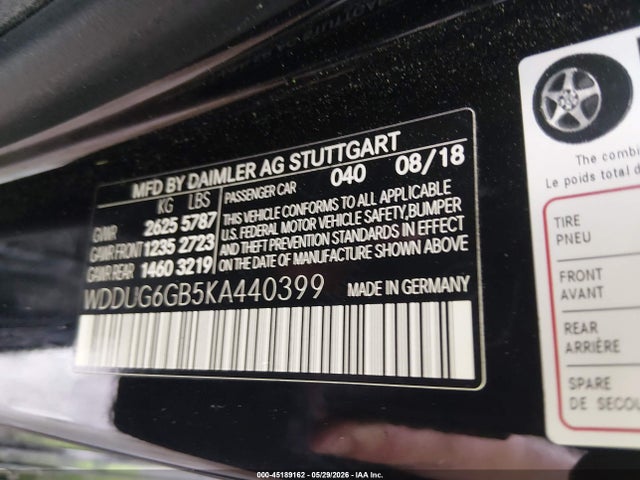 2019 Mercedes-benz S 450 მანქანა იყიდება აუქციონზე, vin: WDDUG6GB5KA440399, აუქციონის ნომერი: 45189162