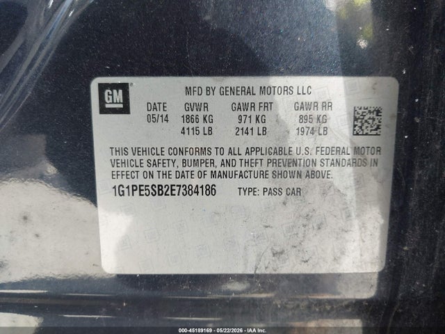 1G1PE5SB2E7384186 Chevrolet Cruze 2lt Auto