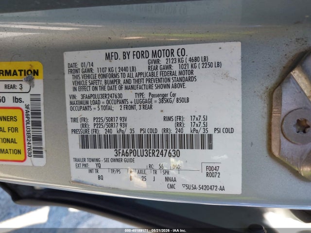 Ford Fusion Hybrid Se 2014 3FA6P0LU3ER247630 Image 9