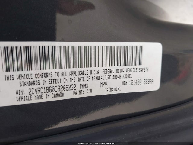 Продаж на аукціоні авто 2012 Chrysler Town & Country Touring, vin: 2C4RC1BG0CR209232, номер лоту: 45189197