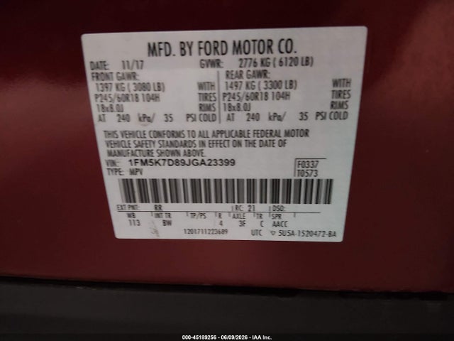 Ford EXPLORER XLT 2018 1FM5K7D89JGA23399 Image 9