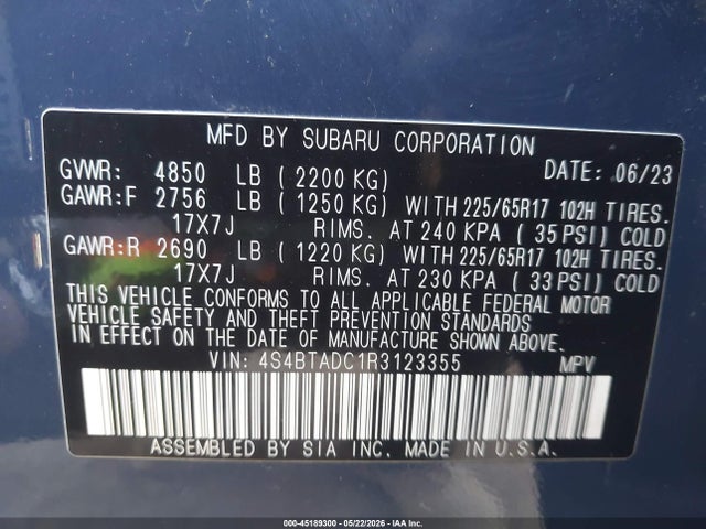 Subaru Outback Premium 2024 4S4BTADC1R3123355 Image 9