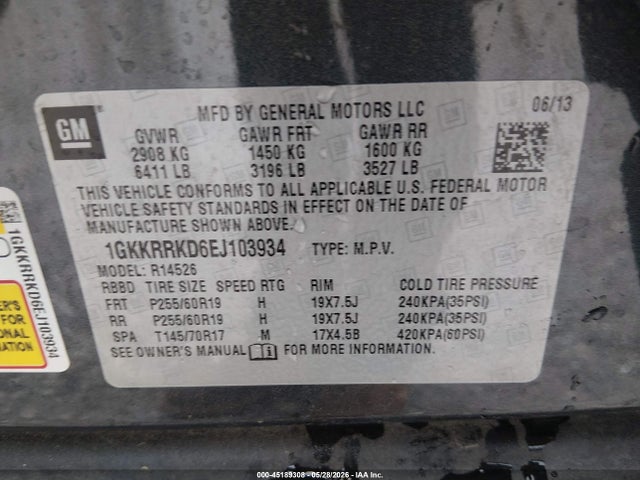 GMC Acadia Slt-1 2014 1GKKRRKD6EJ103934 Image 9