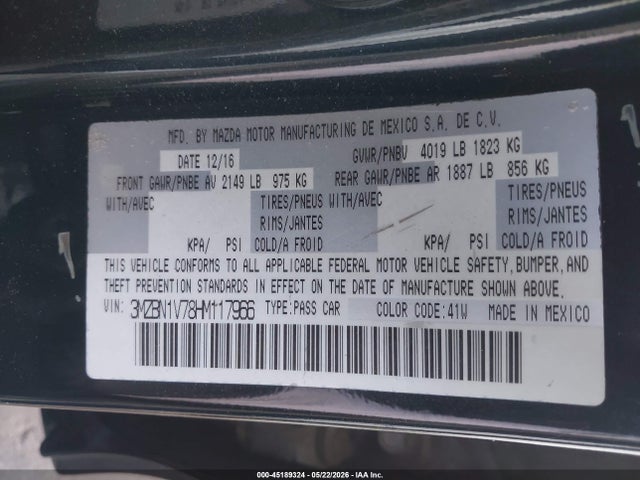 3MZBN1V78HM117966 Mazda Mazda3 Touring