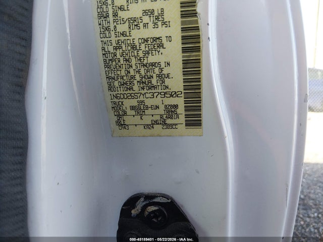 45189401 :رقم المزاد ، 1N6DD26S7YC379502 vin ، 2000 Nissan Frontier Xe مزاد بيع