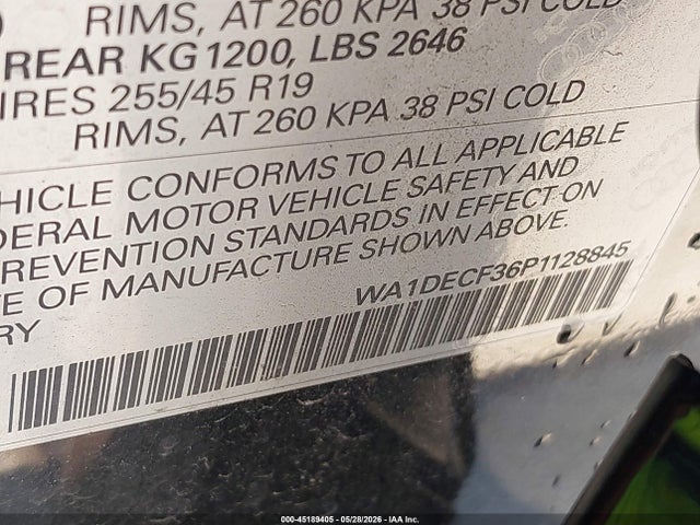 45189405 :رقم المزاد ، WA1DECF36P1128845 vin ، 2023 Audi Q3 Premium 45 Tfsi S Line Quattro Tiptronic مزاد بيع