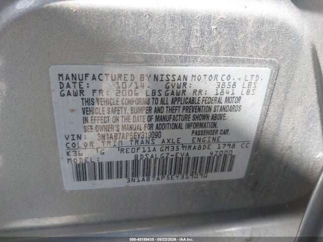 Nissan SENTRA SL 2014 3N1AB7AP5EY319090 Image 9