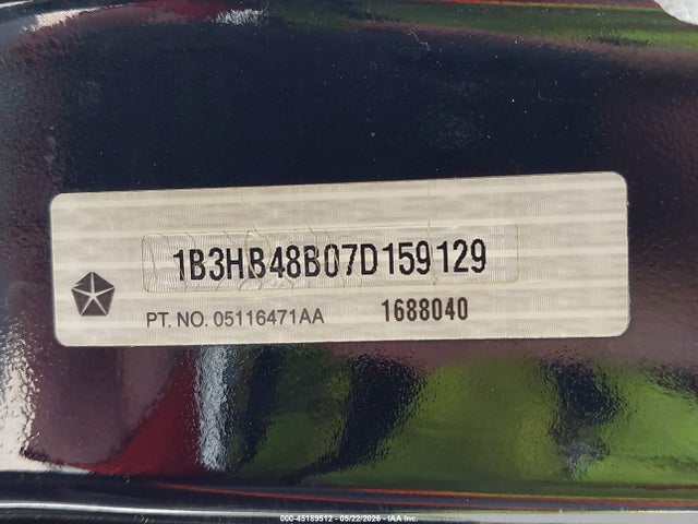 45189512 :رقم المزاد ، 1B3HB48B07D159129 vin ، 2007 Dodge Caliber Sxt مزاد بيع