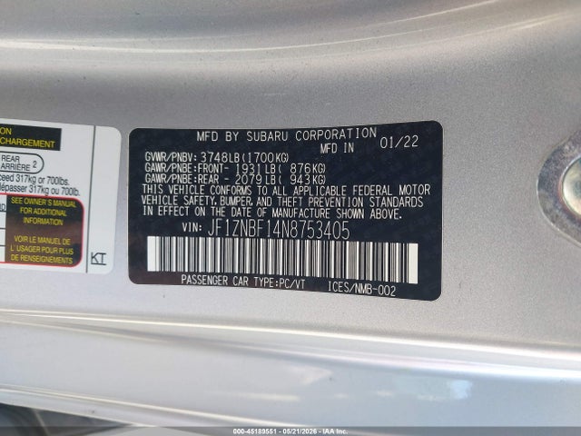 2022 Toyota Gr86 Premium მანქანა იყიდება აუქციონზე, vin: JF1ZNBF14N8753405, აუქციონის ნომერი: 45189551