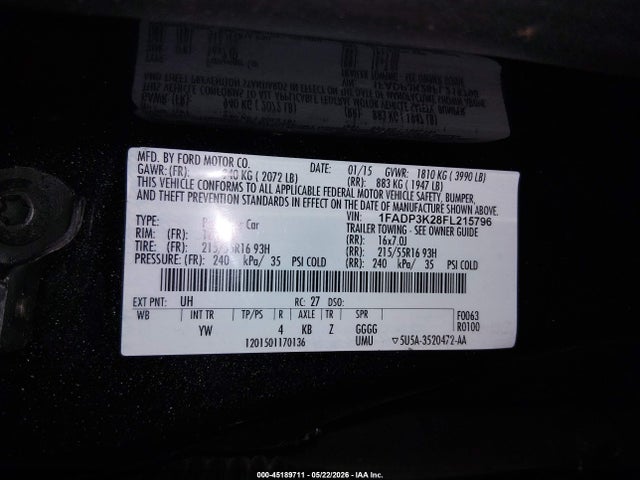 Ford FOCUS SE 2015 1FADP3K28FL215796 Image 9