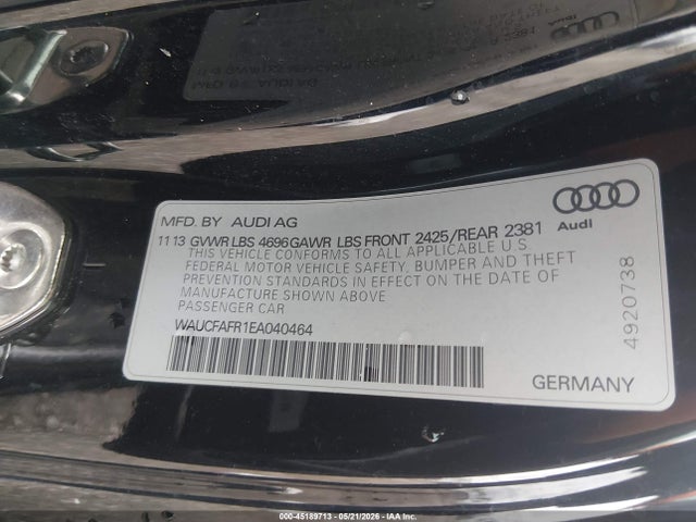 Продажа на аукционе авто 2014 Audi A5 2.0t Premium, vin: WAUCFAFR1EA040464, номер лота: 45189713