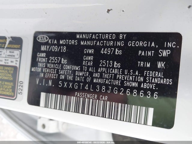 KIA Optima Lx 2018 5XXGT4L38JG268636 Image 9