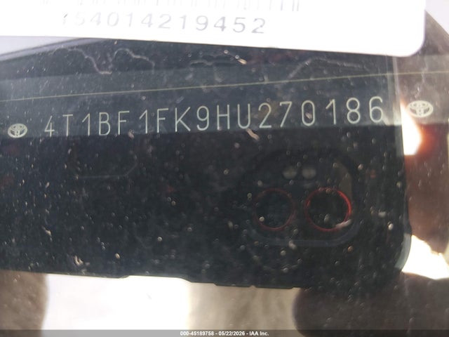 Aukcja sprzedaży 2017 Toyota Camry Se, vin: 4T1BF1FK9HU270186, numer aukcji: 45189758