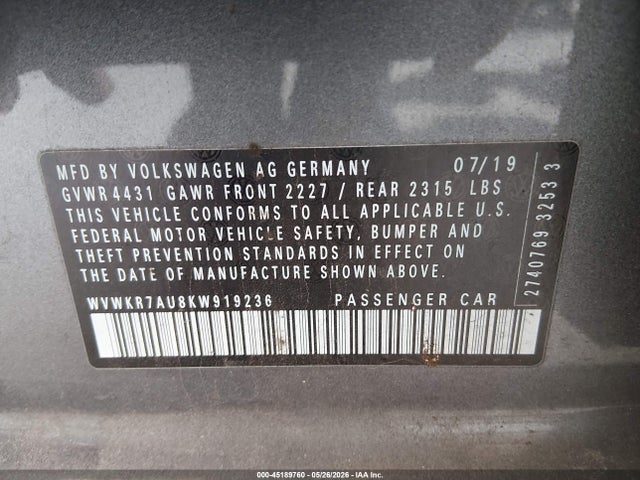 Volkswagen E-golf Se 2019 WVWKR7AU8KW919236 Image 9