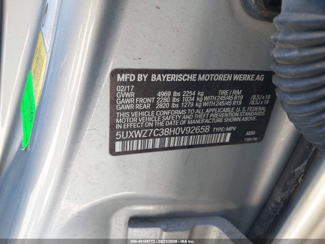 Aukcja sprzedaży 2017 Bmw X3 Sdrive28i, vin: 5UXWZ7C38H0V92658, numer aukcji: 45189772