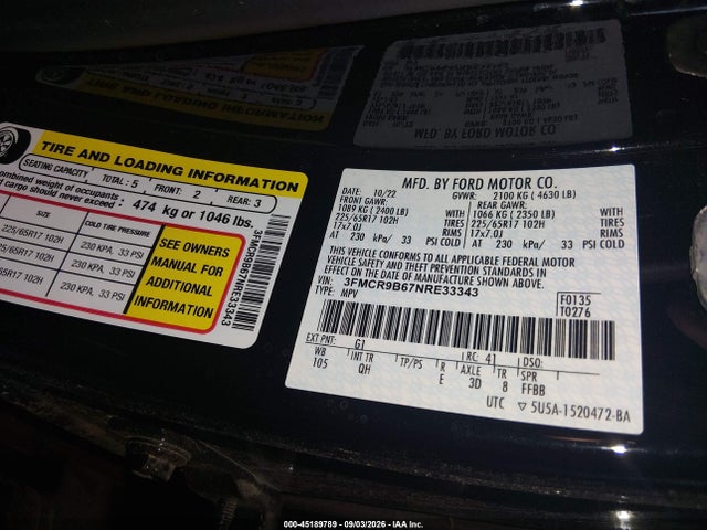 3FMCR9B67NRE33343 Ford Bronco Sport Big Bend