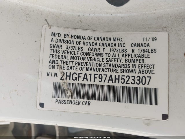 Продаж на аукціоні авто 2010 Honda Civic Ex-l, vin: 2HGFA1F97AH523307, номер лоту: 45189836