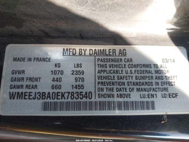WMEEJ3BA0EK783540 Smart Fortwo Passion