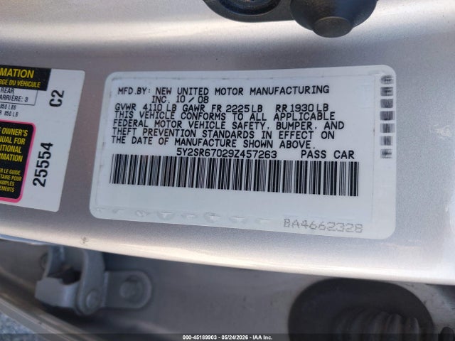 Продаж на аукціоні авто 2009 Pontiac Vibe Gt, vin: 5Y2SR67029Z457263, номер лоту: 45189903