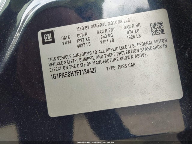 1G1PA5SH7F7134427 Chevrolet Cruze Ls Auto