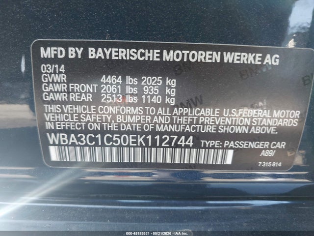 WBA3C1C50EK112744 BMW 328I
