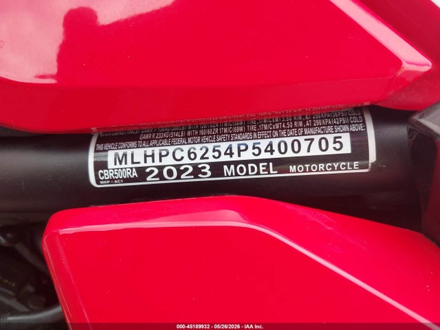Продажа на аукционе авто 2023 Honda Cbr500 Ra, vin: MLHPC6254P5400705, номер лота: 45189932