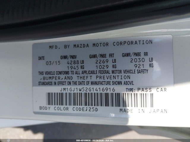 JM1GJ1W52G1416916 Mazda Mazda6 I Grand Touring
