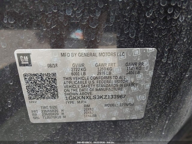 2019 Gmc Acadia Denali მანქანა იყიდება აუქციონზე, vin: 1GKKNXLS3KZ133967, აუქციონის ნომერი: 45189974